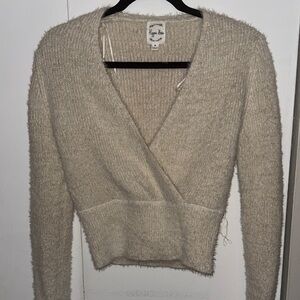 Hippie Rose Cream V-Neck Sweater